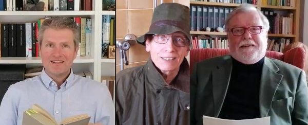Literatur- und Kunstkreis Uslar 'At home': Ralf Jasper (von links), Folkert Schlichting und Justus Pahlow lesen Gedichte und andere kurze Texte.